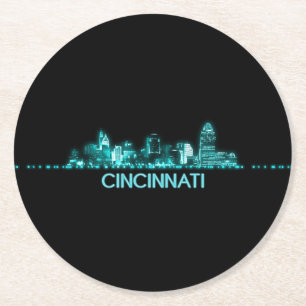 Cincinnati Skyline Round Paper Coaster