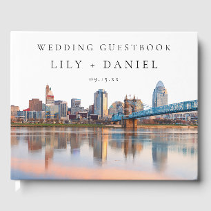 Cincinnati Skyline Watercolor Wedding Guest Book