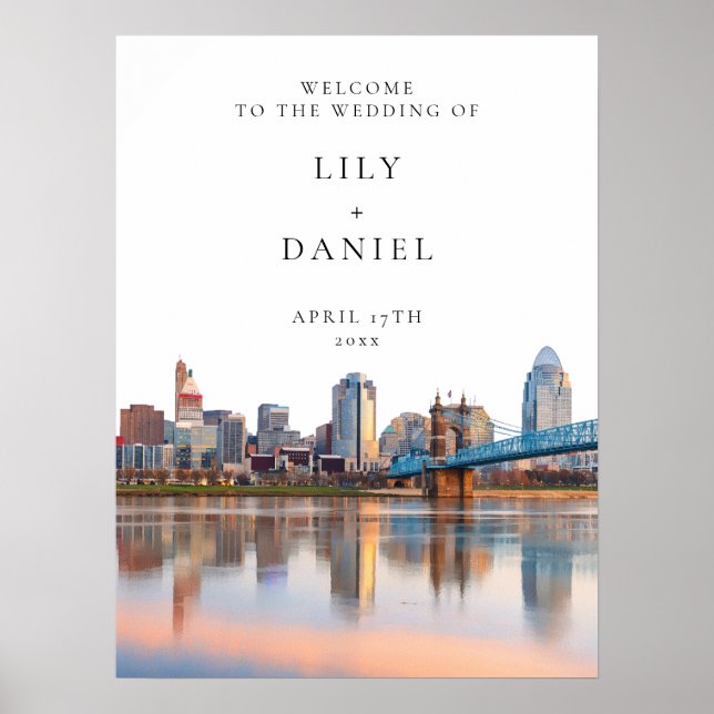 Cincinnati Skyline Wedding Welcome Sign (Front)