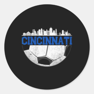 Cincinnati Soccer Distressed Cincy nati Classic Round Sticker