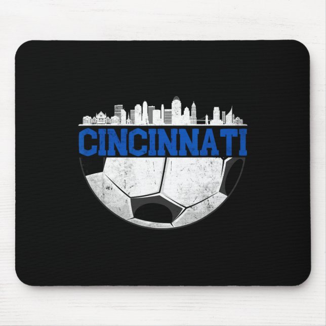 Cincinnati Soccer Distressed Cincy nati  Mouse Mat (Front)