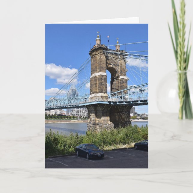 CINCINNATI SUSPENSION BRIDGE BLANK GREETING CARD (Front)