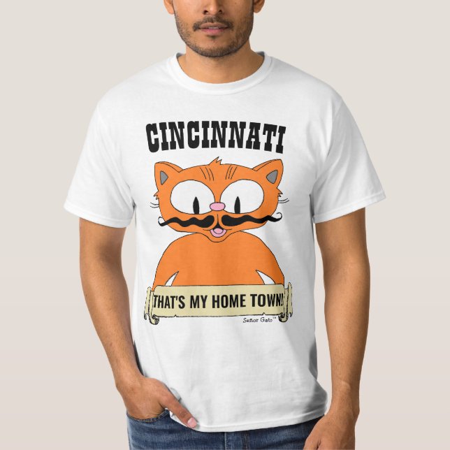 CINCINNATI THAT'S MY HOME TOWN! Cartoon Cat T-Shirt (Front)