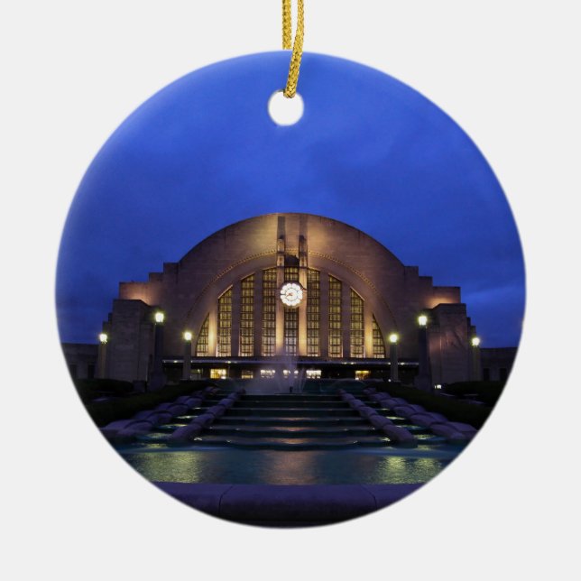 Cincinnati Union Terminal Ceramic Tree Decoration (Front)