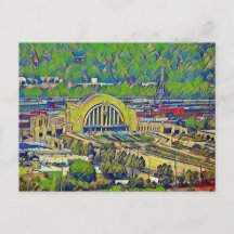 Cincinnati Union Terminal From Above Painting