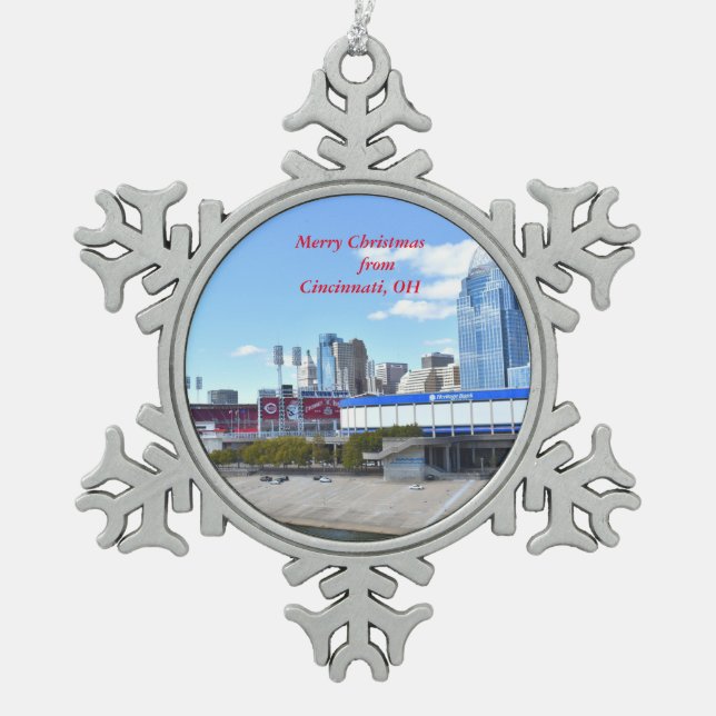 Cincinnati Waterfront Christmas Ornament (Front)
