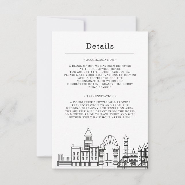 Cincinnati Wedding | Guest Details Invitation (Front)