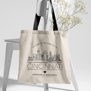 Cincinnati Wedding Stylized Skyline Tote Bag