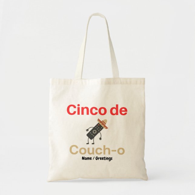 Cinco de Couch-o Remote Control Sombrero Funny Tote Bag (Front)