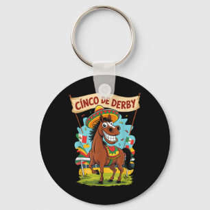Cinco De Derby Funny Horse Racing Derby De Mayo Key Ring
