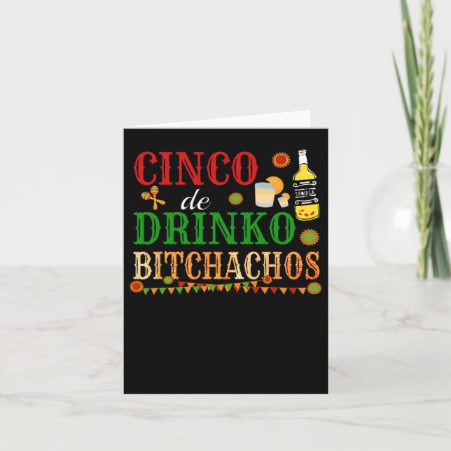 Cinco De Drinko Achos Mens Womens Drinking  Card (Front)