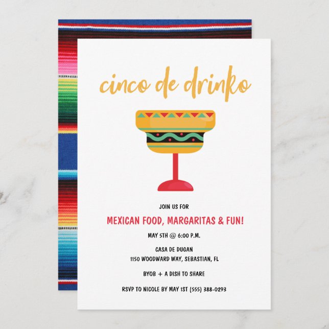 Cinco de Drinko Funny Cinco de Mayo Party Invitation (Front/Back)
