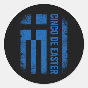 Cinco De Easter Funny Cinco De Mayo Greece Flag Gr Classic Round Sticker