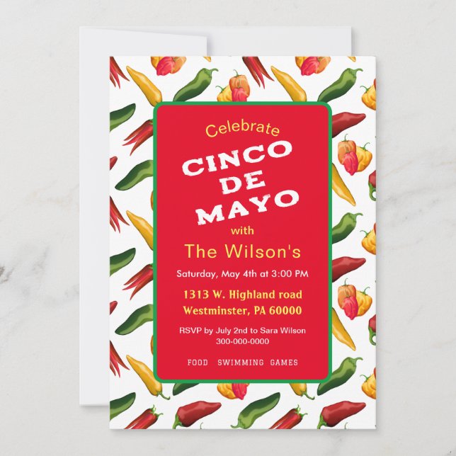 Cinco de May chilies Invitation (Front)