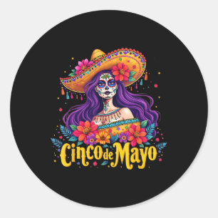 Cinco De Mayo 2025 Mexican Fiesta 5 De Mayo Girls  Classic Round Sticker