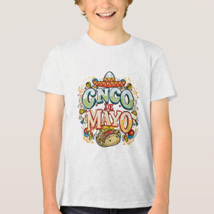 Cinco De Mayo 2025 Mexican Party Taco Sombrero Men Tri-Blend Shirt