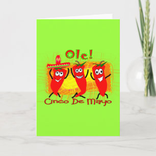 Cinco de Mayo 3 Dancing Chilli Peppers-Adorable Card