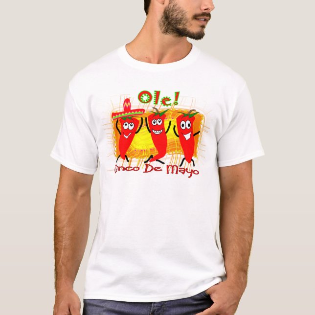 Cinco de Mayo 3 Dancing Chilli Peppers-Adorable T-Shirt (Front)