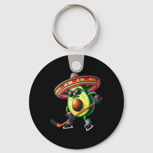 Cinco De Mayo Avocado Showing Hockey Skills Funny Key Ring