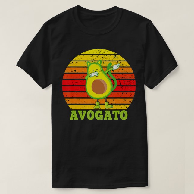 Cinco De Mayo, Avogato, Retro Dubbing Cat Avocado  T-Shirt (Design Front)
