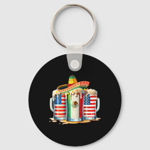 Cinco De Mayo Beer Mexican Usa Flag Drinking Party Key Ring