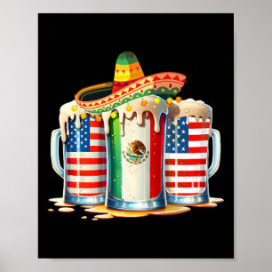 Cinco De Mayo Beer Mexican Usa Flag Drinking Party Poster