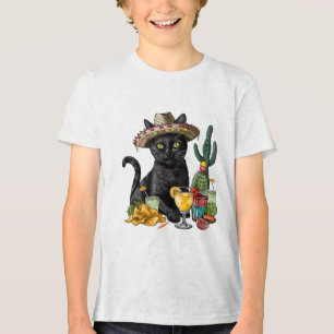 Cinco De Mayo Black Cat Mexican Cuisine Black Cat  Tri-Blend Shirt