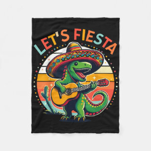 Cinco De Mayo Boys Kids Lets Fiesta Dinosaur Mexic Fleece Blanket