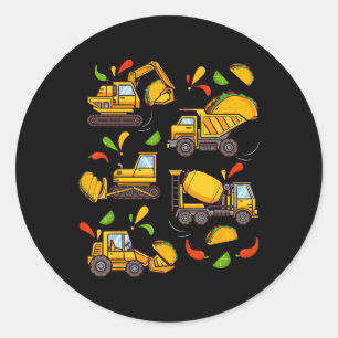 Cinco De Mayo Boys Kids Toddler Construction Truck Classic Round Sticker