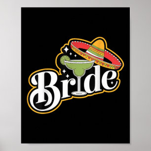 Cinco De Mayo Bride Sombrero Margarita Party Mexic Poster