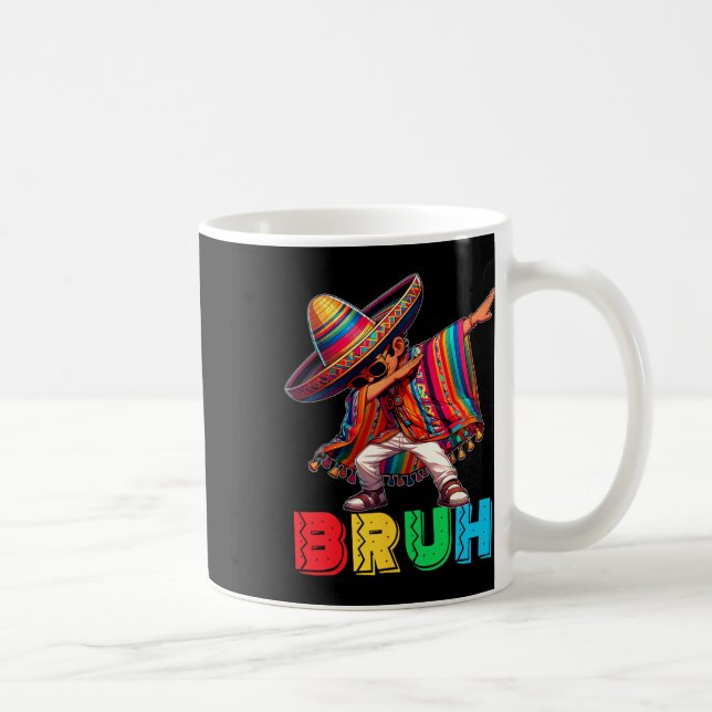 Cinco De Mayo Bruh Dabbing Mexican Boy Poncho Kids Coffee Mug (Right)