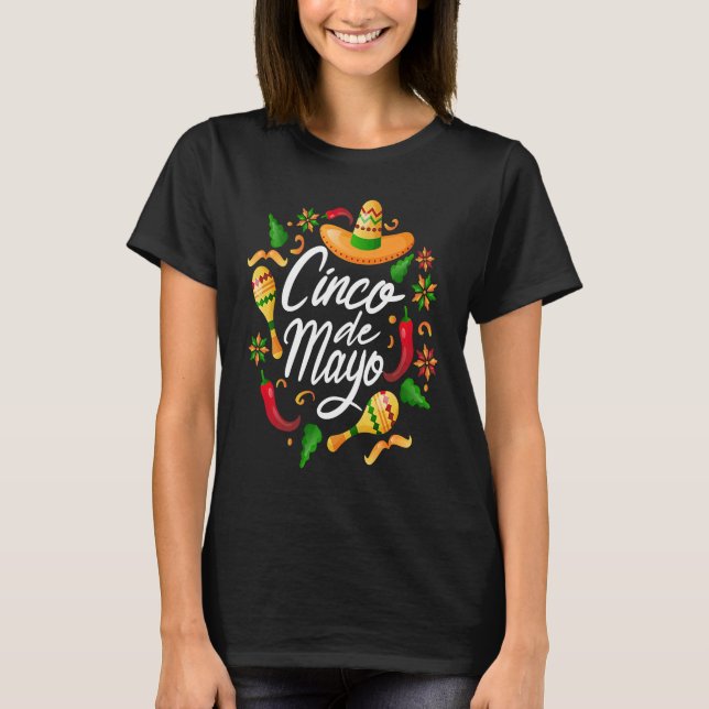Cinco De Mayo Burritos  Mexico Tacos and Avocado   T-Shirt (Front)