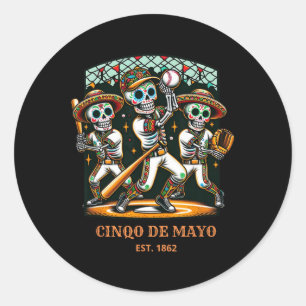 Cinco De Mayo Bysebyll Skeletons  Classic Round Sticker