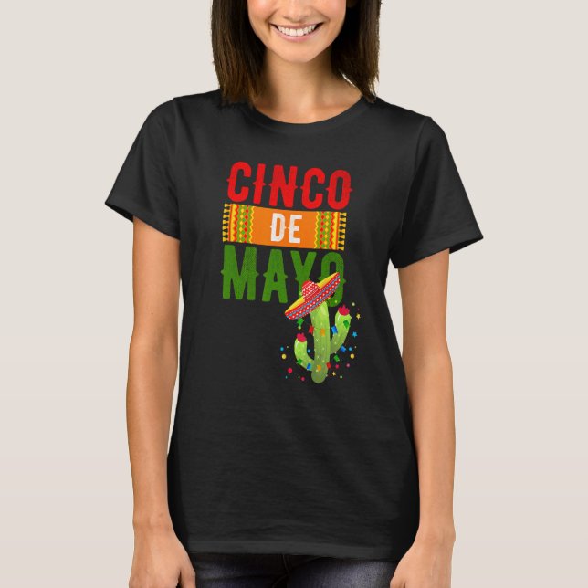 Cinco de Mayo Cactus Hat T-Shirt (Front)