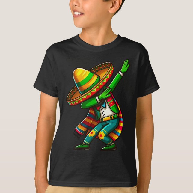 Cinco De Mayo Cactus Mexican Poncho Sombrero Hat B T-Shirt (Front)