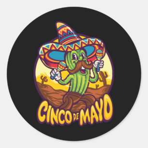 Cinco De Mayo Cactus Sombrero Mexico Classic Round Sticker