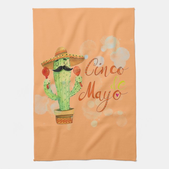 Cinco De Mayo Cactus Tea Towel (Vertical)