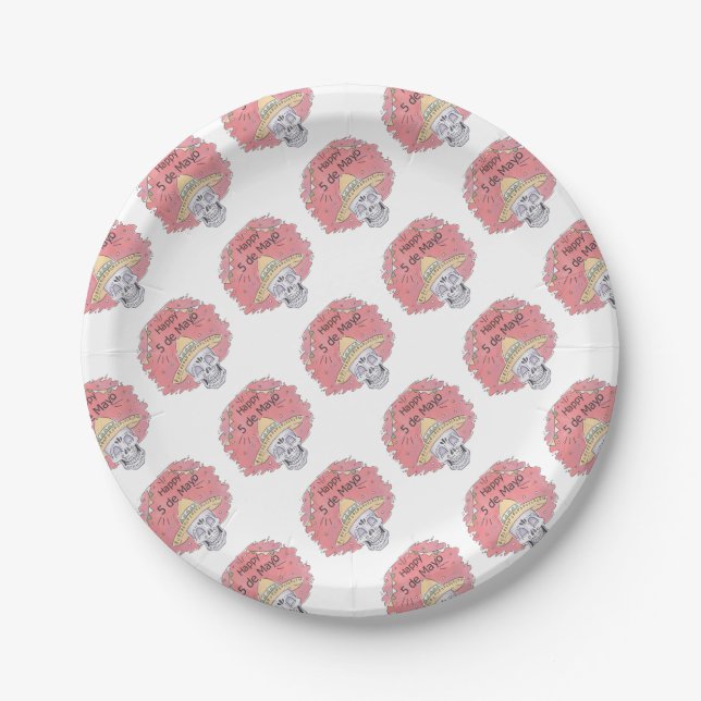 cinco de mayo calavera paper plate (Front)