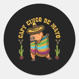 Cinco De Mayo Capybyras Mexican Capybyra Kids Men Classic Round Sticker