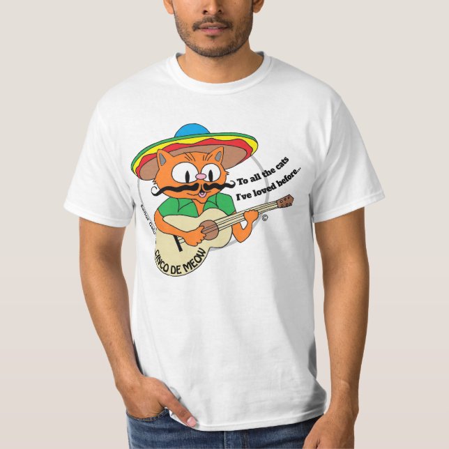 Cinco De Mayo Cartoon Cat Funny T-Shirt (Front)