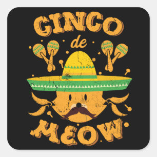 Cinco de Mayo Cat Cinco de Meow Kitten Square Sticker
