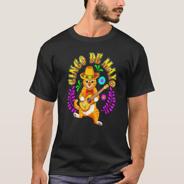 Cinco De Mayo Cat In Sombrero Mexican Hat Gato And T-Shirt (Front)