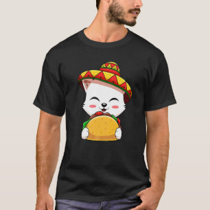 Cinco De Mayo Cat Sombrero Hat Taco T-Shirt