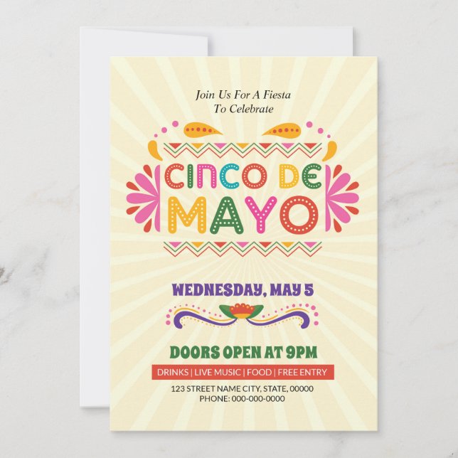 Cinco De Mayo Celebration Party Invitation (Front)
