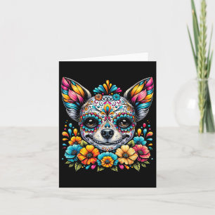 Cinco De Mayo Chihuahua Dog Sugar Skull Flower Card