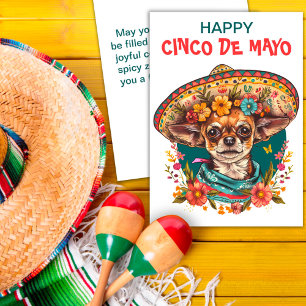 Cinco de Mayo Chihuahua Wearing Sombrero & Serape Holiday Card