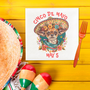 Cinco de Mayo Chihuahua Wearing Sombrero & Serape Napkin