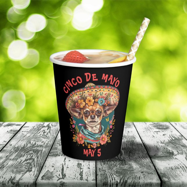 Cinco de Mayo Chihuahua Wearing Sombrero & Serape Paper Cups (Creator Uploaded)