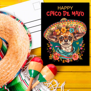 Cinco de Mayo Chihuahua Wearing Sombrero & Serape Postcard