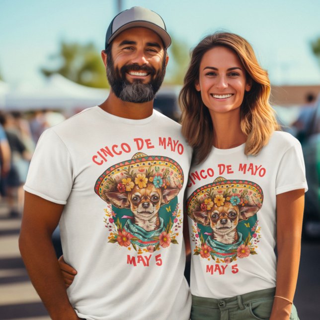 Cinco de Mayo Chihuahua Wearing Sombrero & Serape T-Shirt (Creator Uploaded)